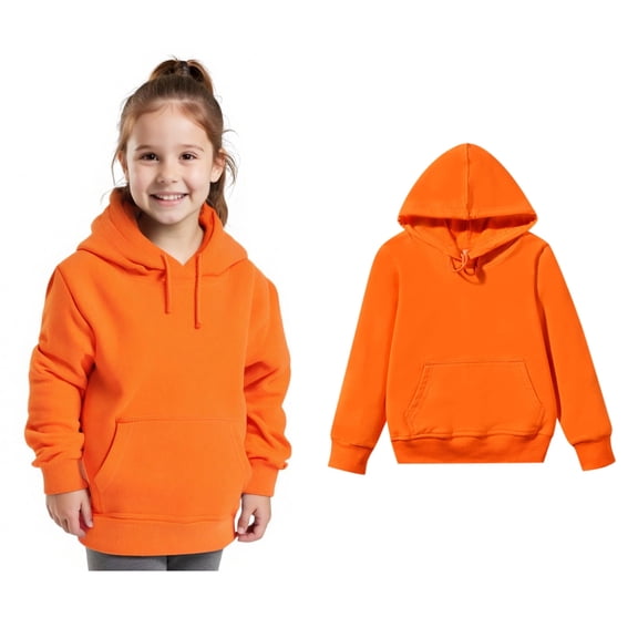 Boys Girls Solid Long Sleeve Patchwork Hooded Pullover Tops Blouse Outfits Clothes