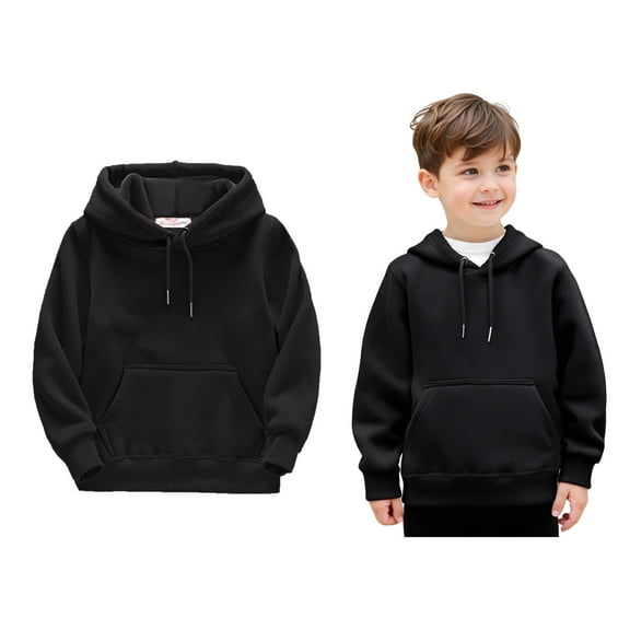 Boys Girls Solid Long Sleeve Patchwork Hooded Sweatshirt Pullover Blouse Tops Outfits Clothes