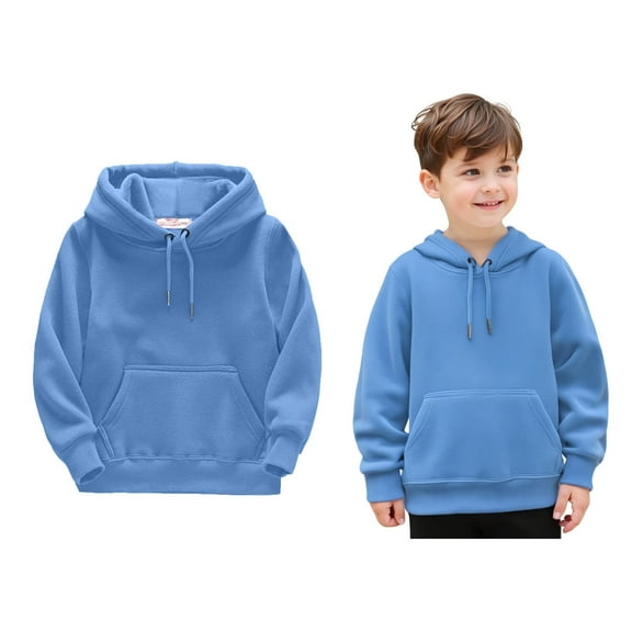 Boys Girls Solid Long Sleeve Patchwork Hooded Sweatshirt Pullover Blouse Tops Outfits Clothes