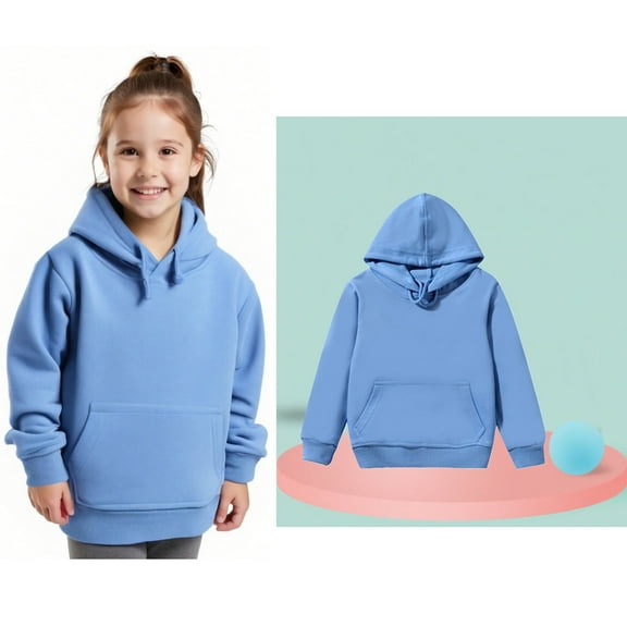 Boys Girls Solid Long Sleeve Patchwork Hooded Sweatshirt Pullover Tops Blouse Outfits Clothes