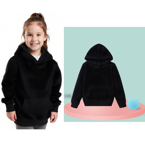 Boys Girls Solid Long Sleeve Patchwork Hooded Sweatshirt Pullover Tops Blouse Outfits Clothes