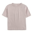 thumbnail image 1 of Boys Girls Solid T-Shirts Crew Neck Short SleeveTops Toddler Cotton Tees (Khaki 3-4 Years), 1 of 4