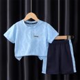 thumbnail image 1 of Boys Girls Sports Running Two Piece Sets Casual Short Sleeve Shirts Baggy Shorts Active Suit for Toddler Kids, 1 of 5