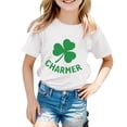 thumbnail image 1 of Boys Girls St Patricks Day Shirt Toddler Kids Irish Shamrock Clover T-Shirt Short Sleeve Tee Top 1-13 Yearsï¼White,100), 1 of 4