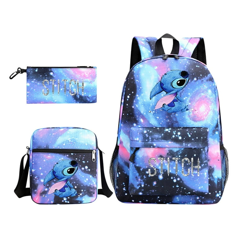 Boys Girls Stitch Backpack Set 3 PCS Cartoon School Backpack with 
