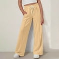 thumbnail image 1 of Boys Girls Straight Leg Pants Solid Color Elastic Waist Drawstring Baggy Pants Teens Casual Comfy Trousers for Everyday Wear Yellow 7-8 Years, 1 of 6