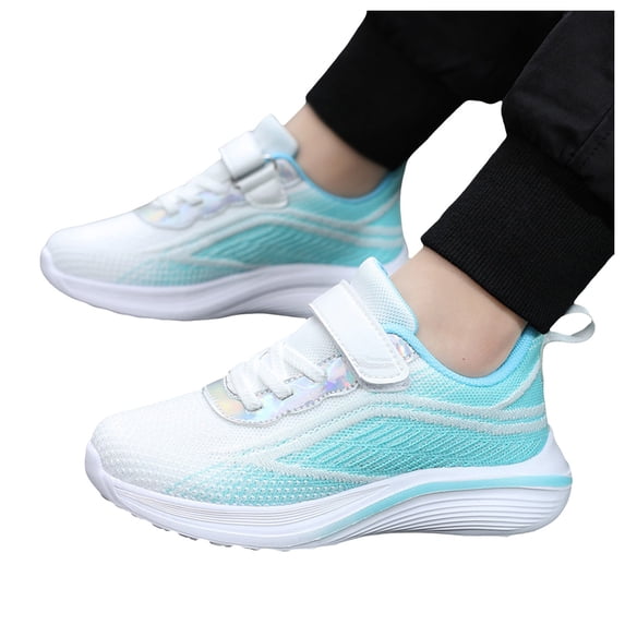 Boys Girls Strap Sneakers Lightweight School Sneakers Non Slip Breathable Training Shoes Fashion Slip on Shoes Mint Green Size 3.5 Big Kid