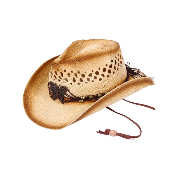 Boys Girls Straw Hat Beaded Band Western Cowboy Hat, KST-005