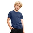 thumbnail image 1 of Boys Girls Stretchy Crew Neck T‑Shirt, Elastic Fabric Short Sleeve Athletic Top For Kids Sport, 1 of 6