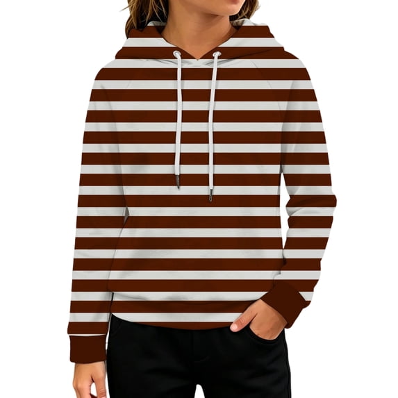 Boys Girls Striped Hoodie Drawstring Pullover with Pockets Loose Fit Long Sleeve shirts Casual Fall Hooded Sweatshirt for Kids