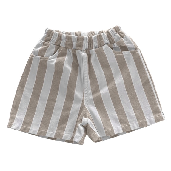 Boys Girls Striped Shorts Toddler Baby Linen Shorts Summer Lightweight Elastic Waisted Short Pants with Pockets