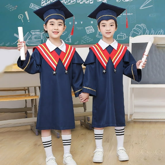 Boys Girls Suit Kindergarten Children Graduation Stage Performance Gown with Hat 2-3 Years