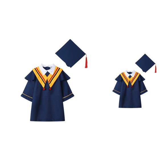 Boys Girls Suit Kindergarten Graduation Gown with Hat for Stage Performance Photography Dress Suits Kids