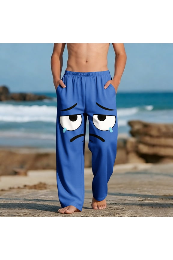 Boys Girls Summer Beach Casual Trousers Cartoon Print Jogger Pants Bloomers Sport Active Sweatpants Blue 11-12 Years