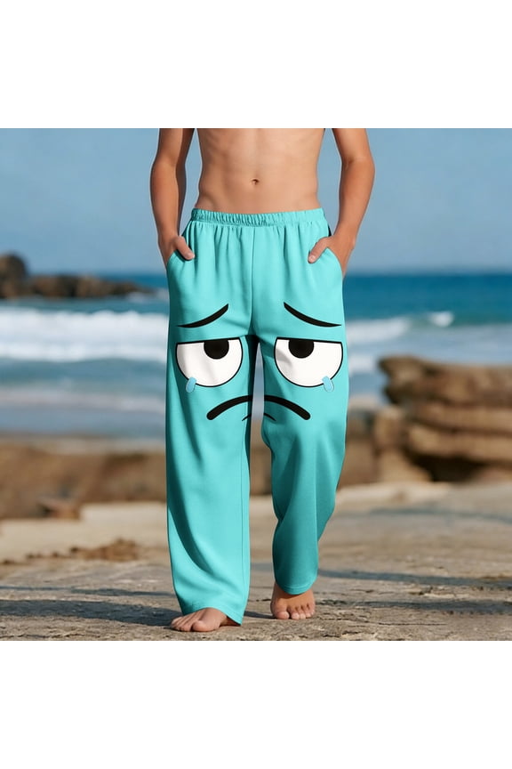 Boys Girls Summer Beach Casual Trousers Cartoon Print Jogger Pants Bloomers Sport Active Sweatpants Green 6-7 Years