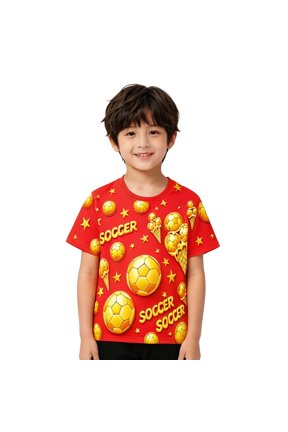 Boys Girls Summer Ice Graphic Short Sleeve Casual Blend Tee For Kids Daily Campus Outdoor WearRed3-4 Years