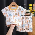 thumbnail image 1 of Boys Girls Summer Outfits, Cotton Printed Short‑Sleeve Top and Breathable Comfortable Shorts, Two‑Piece Set for Home Travel Everyday | TruHer,White 100, 1 of 4