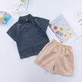 thumbnail image 1 of Boys & Girls Summer Sets Two Piece Outfits 6M-5Y Newborn Toddlers Kids Lightweight Solid Short Sleeve Shirts and Shorts Set with Pocket, 1 of 3