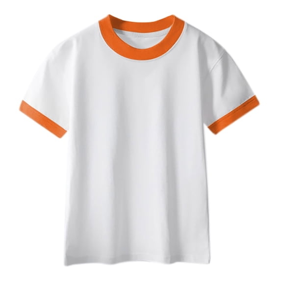 Boys Girls Summer Shirts Casual Short Sleeve Comfy Cotton T Shirt Fashion Loose Lightweight Breathable Color Block Top Blouse 2-13 Years