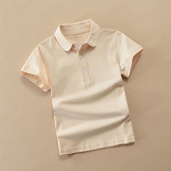 Boys Girls Summer Short Sleeve T-Shirt with Collar for Kids Casual Play and Daily Wear