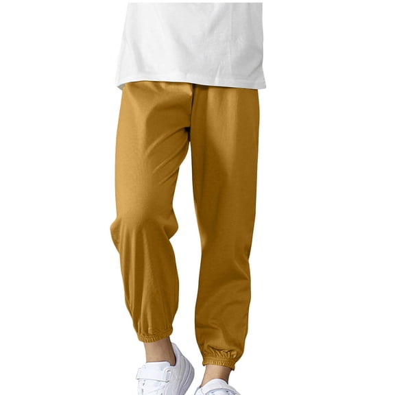 Boys Girls Summer Sport Pants Casual Elastic Waist Cinch Bottom Cotton Pant Lightweight Loose Fashion Workout Gym Trousers 4-13 Years