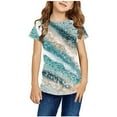 thumbnail image 1 of Boys Girls Summer T-Shirt Kids Trendy Short Sleeve Top Trendy Sequin Print Gradient Blouse Tops, 1 of 5