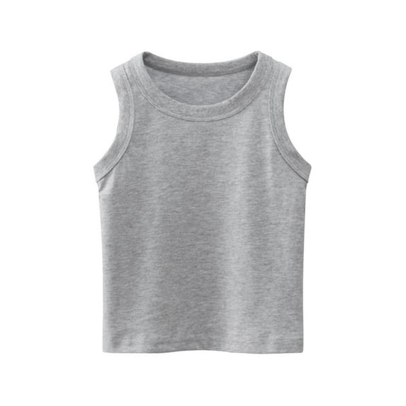 Boys Girls Summer Tank Tops Crew Neck Solid Color Casual Loose Basic Sleeveless Tee Shirts for 1-9 Years