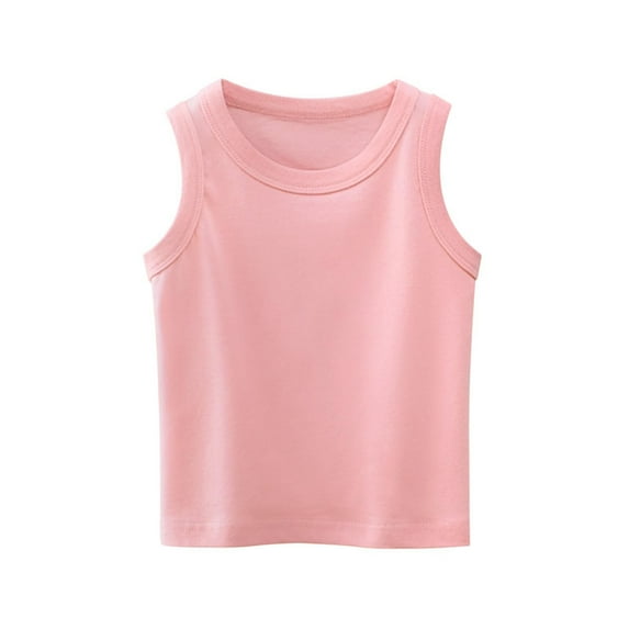 Boys Girls Summer Tank Tops Crew Neck Solid Color Casual Loose Basic Sleeveless Tee Shirts for 1-9 Years