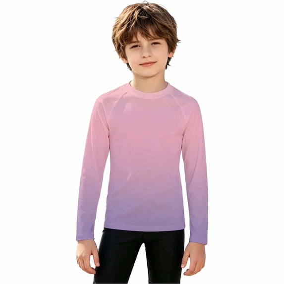 Boys Girls Sun Protection Swim Shirts,Long Sleeve Gradient Pattern Rash Guards,Suitable for Beach,Pool and Water Sports