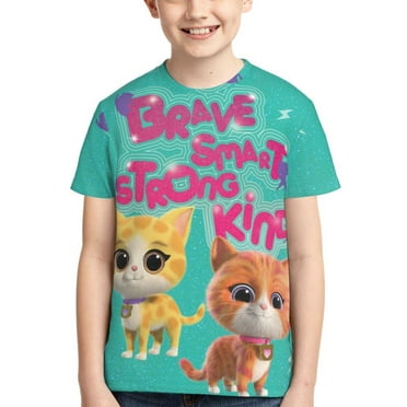 Boys Girls Super Kitties Shirt Graphic T-Shirt Crewneck Short Sleeve 3d Colorful Tops Tees