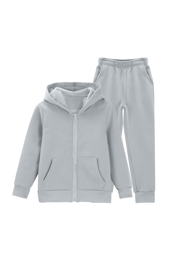 Boys Girls Swea?? Suit Set 2 Piece Soft Fleece Zip Up Hoodi?? Tracksui?? Jacket+ Athletic Jogger Sweatpants Set Kids Sweatsuits