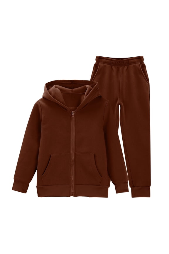 Boys Girls Swea?? Suit Set 2 Piece Soft Fleece Zip Up Hoodi?? Tracksui?? Jacket+ Athletic Jogger Sweatpants Set Kids Sweatsuits