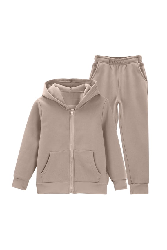 Boys Girls Swea?? Suit Set 2 Piece Soft Fleece Zip Up Hoodi?? Tracksui?? Jacket+ Athletic Jogger Sweatpants Set Kids Sweatsuits