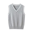 thumbnail image 1 of Boys Girls Sweater Vest Cotton School Uniform Vest V-Neck Sleeveless Knit Pullover Sweaters for Toddler Kids 3-15 Years, 1 of 5