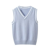 Boys Girls Sweater Vest Cotton School Uniform Vest V-Neck Sleeveless Knit Pullover Sweaters for Toddler Kids 3-15 Years