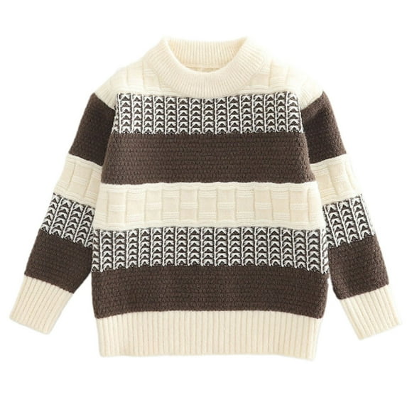 Boys & Girls Sweaters Long Sleeve Crewneck Tops Size 3-12 Tweens Trendy Color Block Stretchy Pullover Thermal Warm Chunky Knitted Sweatshirts Shirts
