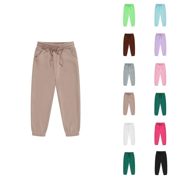 Boys Girls Sweatpants 2025 Casual Drawstring Elastic Waist Plain Joggers Kids Sweat Pants with Pockets