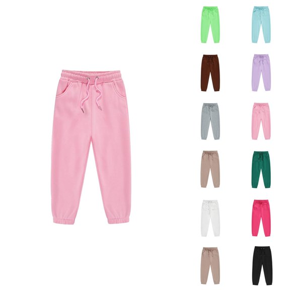 Boys Girls Sweatpants 2025 Casual Drawstring Elastic Waist Plain Joggers Kids Sweat Pants with Pockets