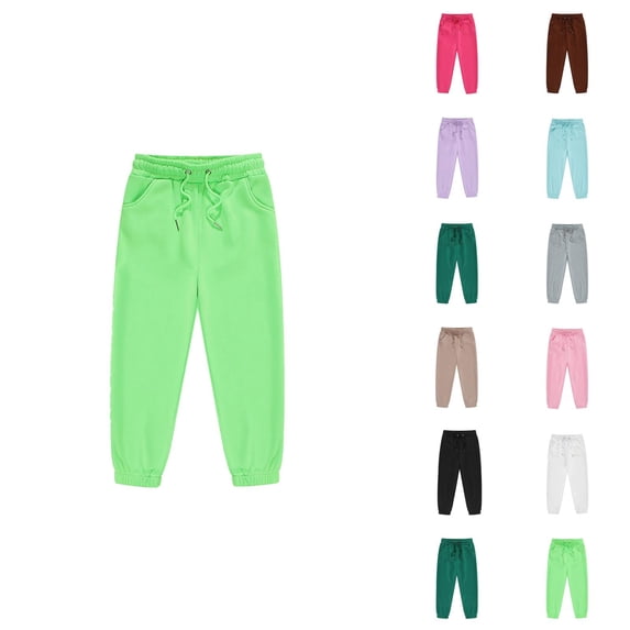 Boys Girls Sweatpants 2025 Casual Drawstring Elastic Waist Solid Color Joggers with Pockets Kids Sweat Pants