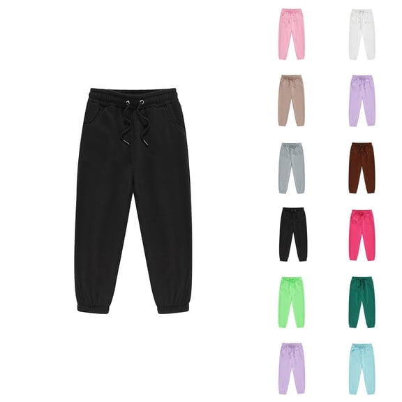 Boys Girls Sweatpants 2025 Casual Elastic Waist Drawstring Plain Joggers Kids Sweat Pants with Pockets