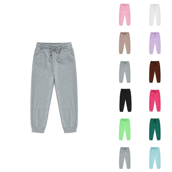 Boys Girls Sweatpants 2025 Casual Elastic Waist Drawstring Plain Joggers Kids Sweat Pants with Pockets