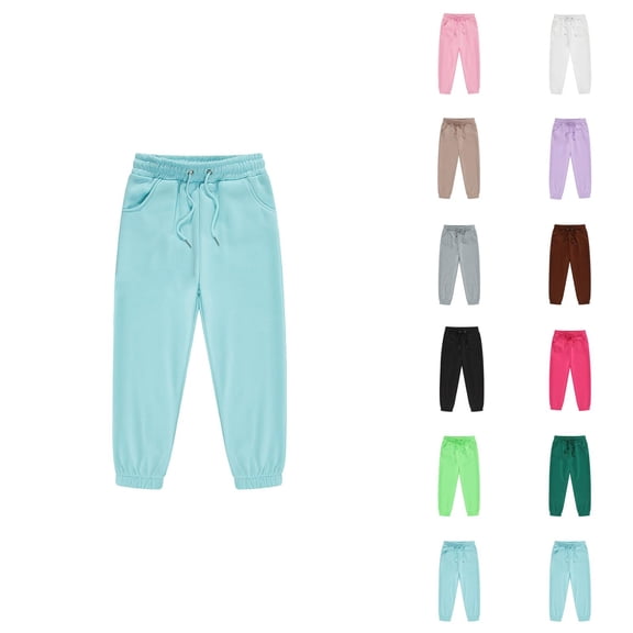 Boys Girls Sweatpants 2025 Casual Elastic Waist Drawstring Plain Joggers Kids Sweat Pants with Pockets