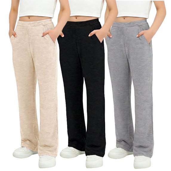 Boys Girls Sweatpants Summer Casual Pants for Boys Girls Baggy Pants with Pockets 3 Pack School Sweatpants Pants Girls Pants 7-8 Years