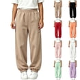 thumbnail image 1 of Boys Girls Sweatpants Winter Unisex Tween Kids 4-15Years Solid Color Bottoms Joggers with Pockets Elastic High Waisted Drawstring Soft Breathable Casual Daily Wear, 1 of 6