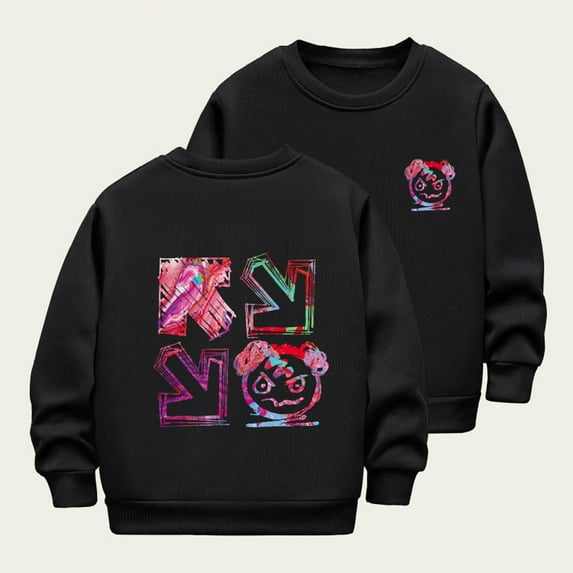 Boys Girls Sweatshirt 3D Unisex Children's Hoodie Long Sleeve Pullover Sweatshirt Black 5-6 Years