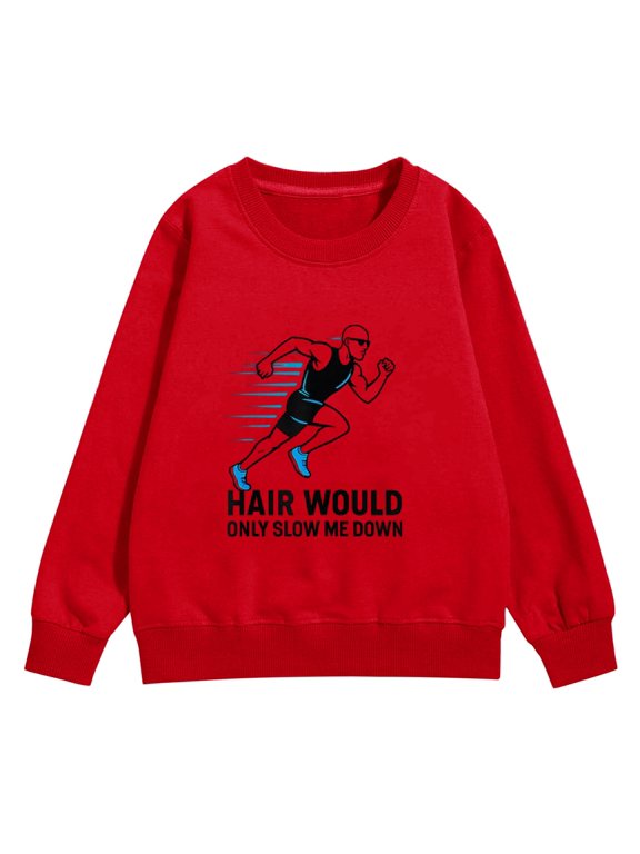 Boys Girls Sweatshirt Crew Neck Funny Running Sweatshirt Long Sleeve Casual Loose Pullover with Pocket Kid Athletic Track Top