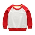 thumbnail image 1 of Boys Girls Sweatshirts Crewneck Raglan Long Sleeve Colorblock Trendy Casual Pullover Tops Kids Winter Clothes 18M-10T (18 Months, Red), 1 of 6