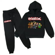 GOOLINN Boys Girls Sweatsuit 2 Piece Outfits-Roblox Graphic Pullover Hoodie and Jogger Pants-Casual Long Sleeve for Kids
