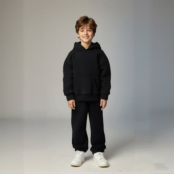 Boys Girls Sweatsuit Set 2 Piece Long Sleeve Black Pullover Hoodie Sweatpants Fall Clothes Boys Jogger Set10-11 Years Boys Girls Fashion