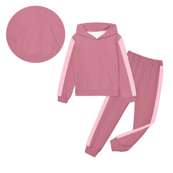 Boys Girls Sweatsuit Set 2 Piece Long Sleeve Color Block Tracksuit Hoodie Leggings Pants Fall Clothes Girls Set 8-9 Years